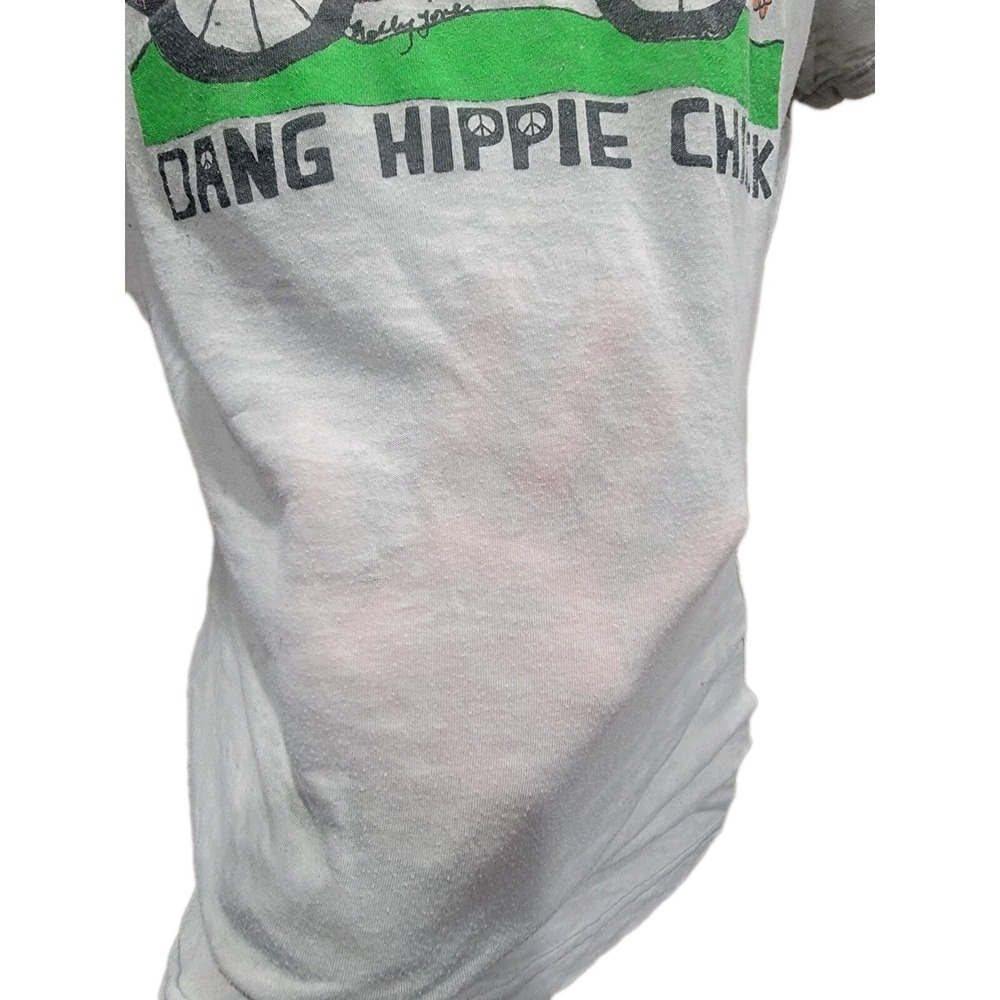 Dang Hippie Chick Burnout Tee Womens XL Graphic T Shirt Boho Bicycle Fits Like L - Picture 4 of 5
